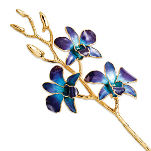 Gold Trimmed Purple/Blue Orchid Stem from Miles Beamon Jewelry - Miles Beamon Jewelry