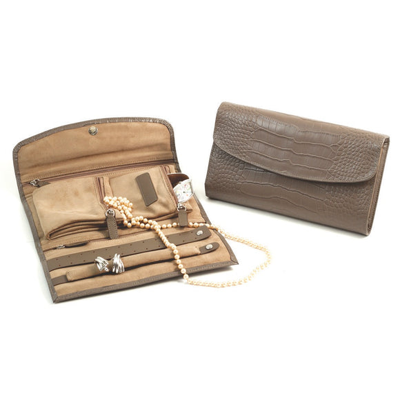 Taupe Leather Jewelry Clutch from Miles Beamon Jewelry - Miles Beamon Jewelry