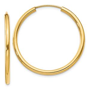 14K Yellow Gold Endless Hoop Earrings 