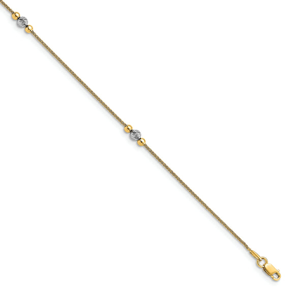 Leslie's 14K Two-tone Polished D/C with 1 in ext. Anklet