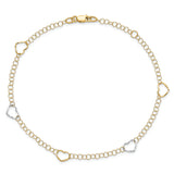 Leslie's 14K Two-tone Heart with 1in ext. Anklet