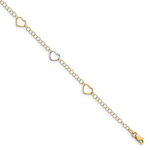 Leslie's 14K Two-tone Heart with 1in ext. Anklet