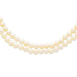 14k 7.5-9MM Two Strand Freshwater Cultured Pearl Necklace \