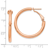 14k Rose Gold Omega Back Hoop Earrings