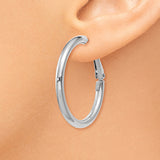 14k White Gold Omega Back Hoop Earrings