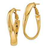 14K Yellow Gold Twisted Oval Hoop Earrings from Miles Beamon Jewelry - Miles Beamon Jewelry