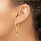 14k Yellow Gold Textured Twisted Oval Earrings