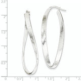 14K White Gold Textured Twisted Oval Hoop Earrings