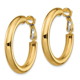 14k Yellow Gold Round Omega Back Hoop Earrings