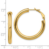 14k Yellow Gold Round Omega Back Hoop Earrings