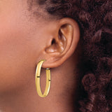 14k Yellow Gold  Omega Back Oval Hoop Earrings