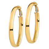 14k Yellow Gold Oval Omega Back Hoop Earrings