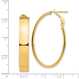 14k  Yellow Gold Omega Back Oval Hoop Earrings