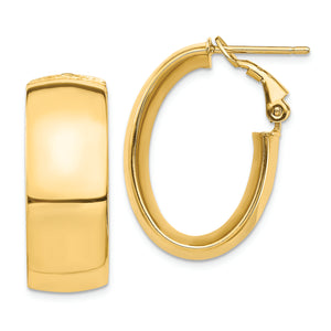 14k Yellow Gold  Oval Hoop Earrings