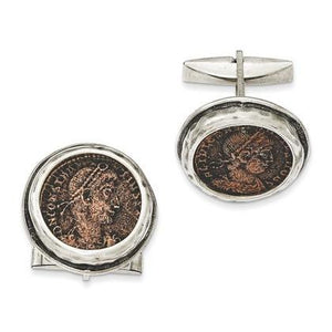 Sterling Silver Roman Bronze Coin Cuff Links from Miles Beamon Jewelry - Miles Beamon Jewelry