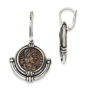Sterling Silver Antiqued Roman Bronze Coin Leverback Earrings from Miles Beamon Jewelry - Miles Beamon Jewelry