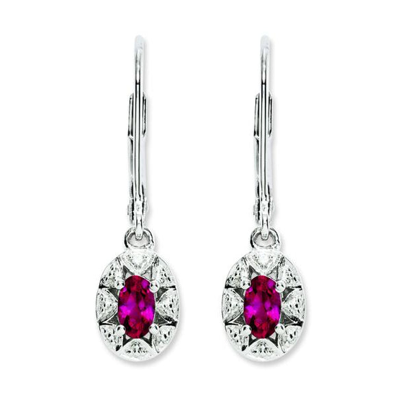 Sterling Silver Created Ruby & Diamond Earrings from Miles Beamon Jewelry - Miles Beamon Jewelry