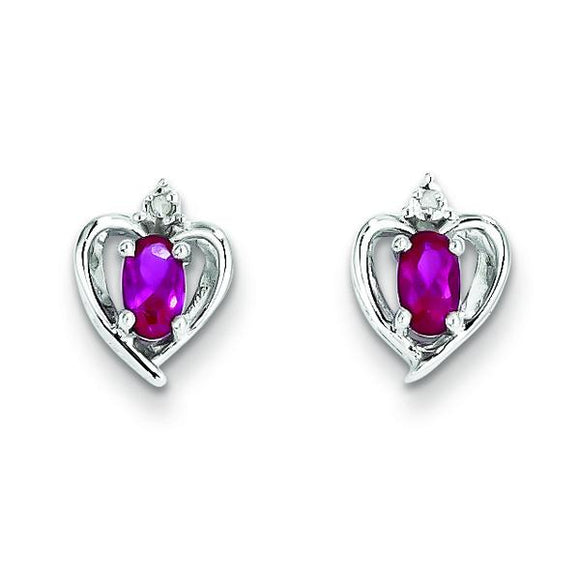 Sterling Silver Created Ruby & Diamond Earrings from Miles Beamon Jewelry - Miles Beamon Jewelry