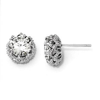Sterling Silver Round Cubic Zirconia Post Earrings from Miles Beamon Jewelry - Miles Beamon Jewelry