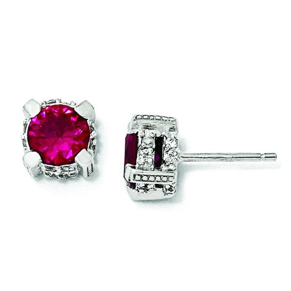 Sterling Silver Synthetic Ruby Earrings from Miles Beamon Jewelry - Miles Beamon Jewelry
