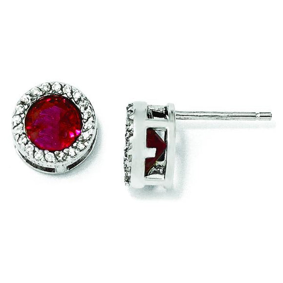 Sterling Silver Synthetic Ruby Earrings from Miles Beamon Jewelry - Miles Beamon Jewelry