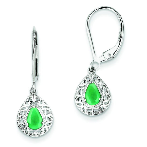 Sterling Silver Emerald  Leverback Earrings from Miles Beamon Jewelry - Miles Beamon Jewelry
