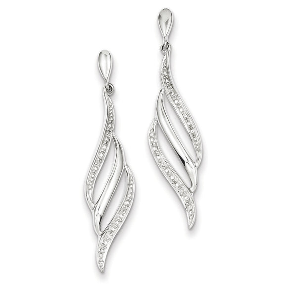 Sterling Silver Diamond Swirl Post Dangle Earrings from Miles Beamon Jewelry - Miles Beamon Jewelry