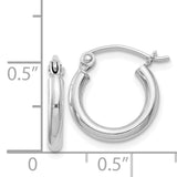 Sterling Silver 2mm Round Hoop Earrings