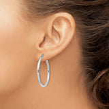 Sterling Silver Rhodium-Plated 2.5mm Hoop Earrings