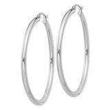 Sterling Silver Rhodium-Plated 2.5mm Round Hoop Earrings
