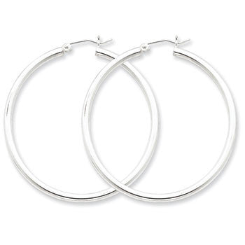 Sterling Silver Rhodium-Plated 2.5mm Round Hoop Earrings from Miles Beamon Jewelry - Miles Beamon Jewelry