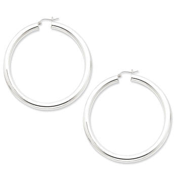 Sterling Silver Rhodium-Plated 5.0mm Hoop Earrings from Miles Beamon Jewelry - Miles Beamon Jewelry