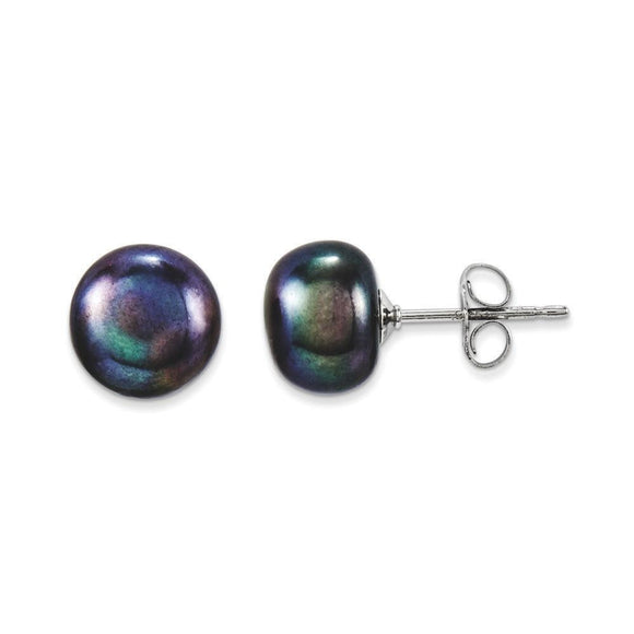 Sterling Silver 8-9mm Black FW Cultured Pearl  Earrings from Miles Beamon Jewelry - Miles Beamon Jewelry