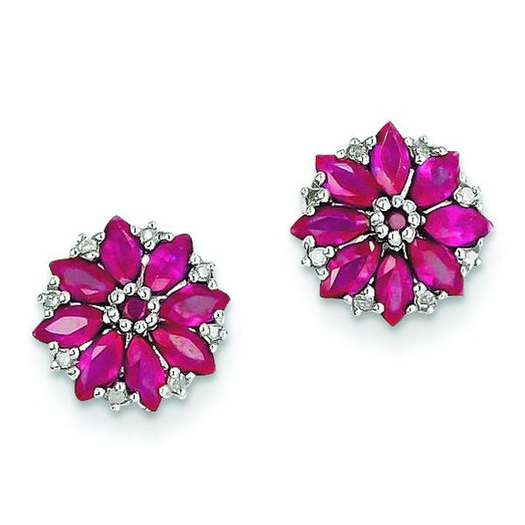Sterling Silver Diamond & Ruby Earrings from Miles Beamon Jewelry - Miles Beamon Jewelry