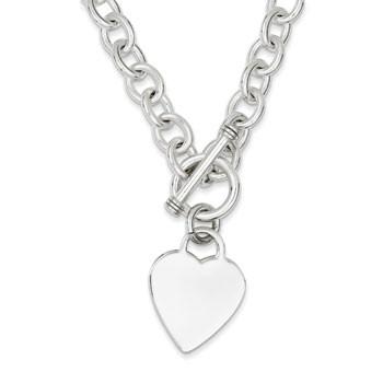 Sterling Silver Heart Fancy Link Toggle Necklace from Miles Beamon Jewelry - Miles Beamon Jewelry