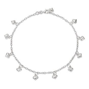 Sterling Silver Puffed Heart Anklet Bracelet from Miles Beamon Jewelry - Miles Beamon Jewelry