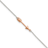 Sterling Silver Rose-tone  Arrow 9in Plus 1in Ext Anklet
