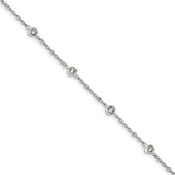 Sterling Silver Cubic Zirconia Station  Anklet