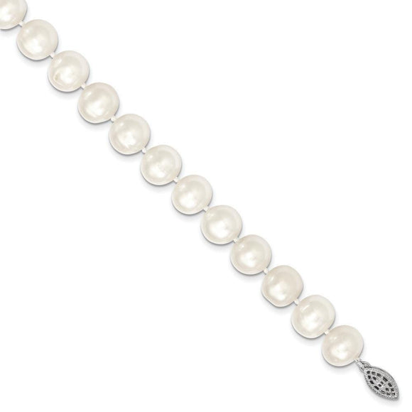 Sterling Silver Rhodium FW Cultured White Pearl Bracelet from Miles Beamon Jewelry - Miles Beamon Jewelry