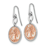 Leslie's Sterling Silver and Rose-tone MOP Tree of Life Dangle Earrings