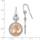 Leslie's Sterling Silver and Rose-tone MOP Tree of Life Dangle Earrings
