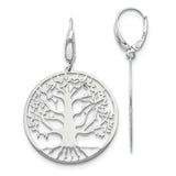 Leslie's Sterling Silver Polished Tree of Life Lever Back Earrings