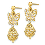 Leslie's Sterling Silver Gold-tone Butterfly Post Dangle Earrings