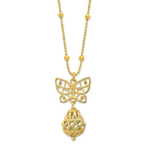 Leslie's Sterling Silver Gold-tone Butterfly with 1.5in ext Necklace