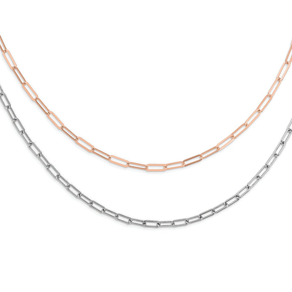 Leslie's Sterling Silver Rh-p Rose-tone 2-strand Necklace