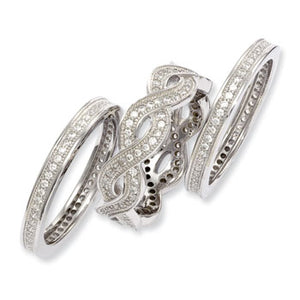 Brilliant Embers Sterling Silver  Cubic Zirconia 3 Piece Ring Set