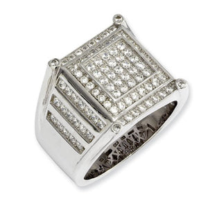 Brilliant Embers Sterling Silver Cubic Zirconia Men's Ring