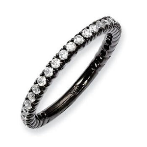 Sterling Silver Ruthenium-Plated 28 Stone CZ Ring from Miles Beamon Jewelry - Miles Beamon Jewelry