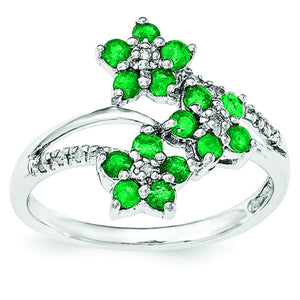 Sterling Silver Flower Emerald Ring from Miles Beamon Jewelry - Miles Beamon Jewelry