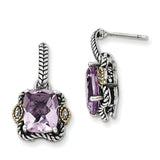 Sterling Silver With 14K Antiqued Amethyst Post Earrings from Miles Beamon Jewelry - Miles Beamon Jewelry